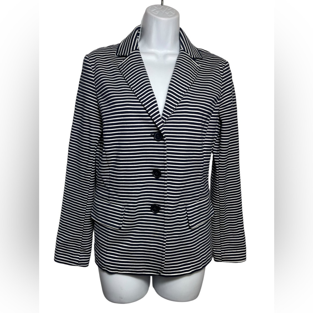 Talbots blazer size small classic black and white striped blazer jacket 🖤🤍🖤